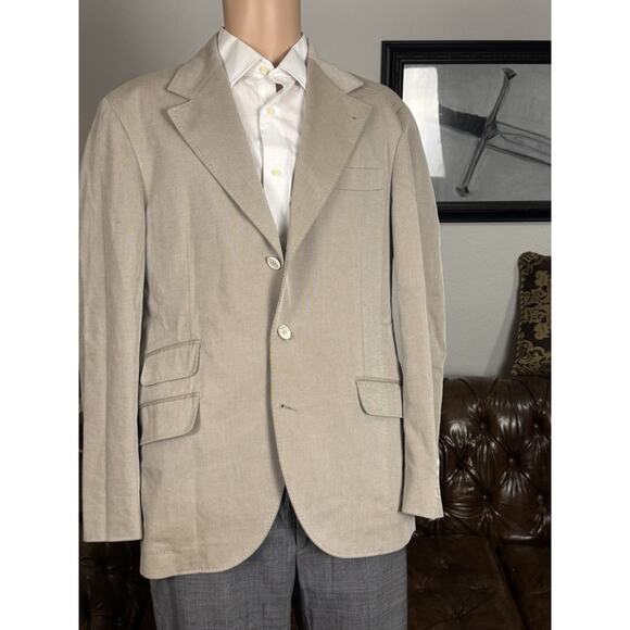 Brunello Cucinelli Twill Beige Blazer Cotton Elastane 50 IT/40 US Men